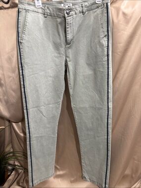 Rag Poets Light Green Side-Stripe Cotton Pants